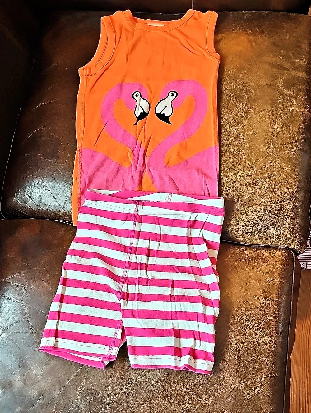 Hanna Andersson HannaJams Short John Pajama Set in Flamingos on Azalea Pink 12